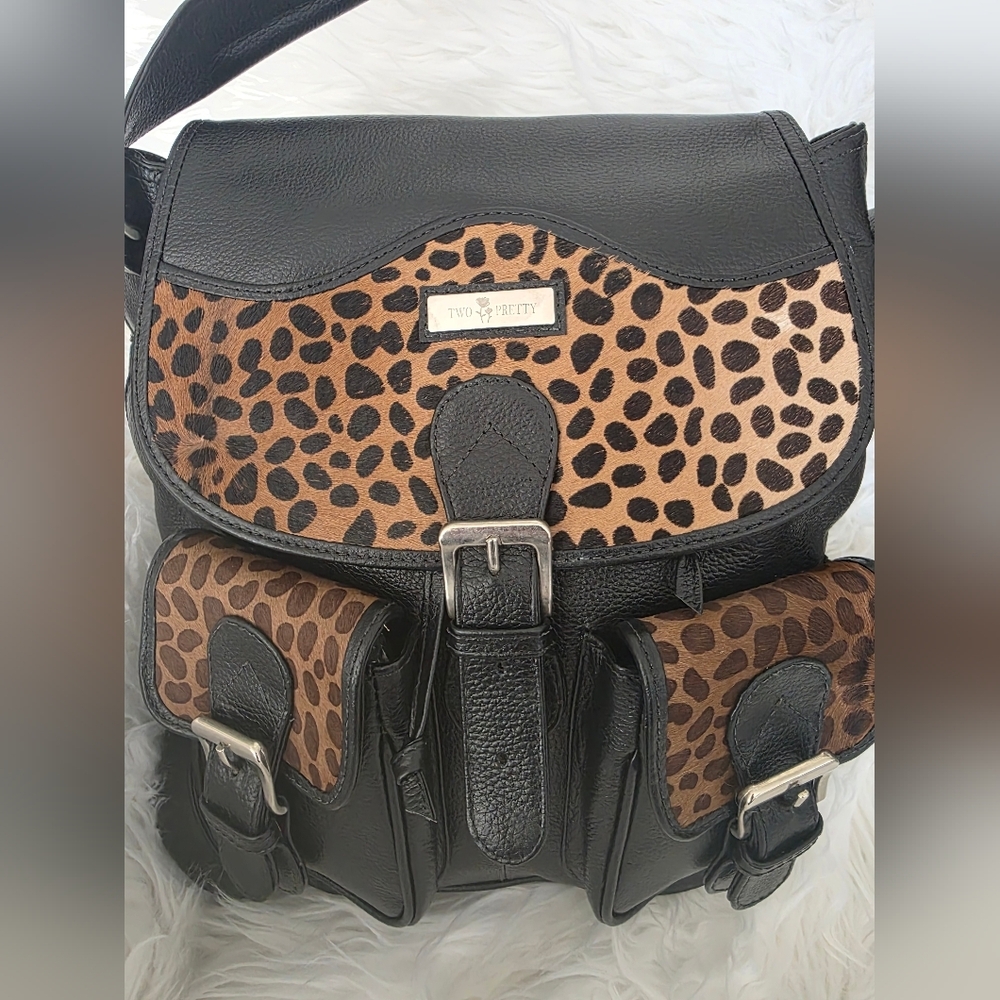 Convertible Backpack With Calf Hair Animal Print - Full Grain Leather - Picture 4 of 13